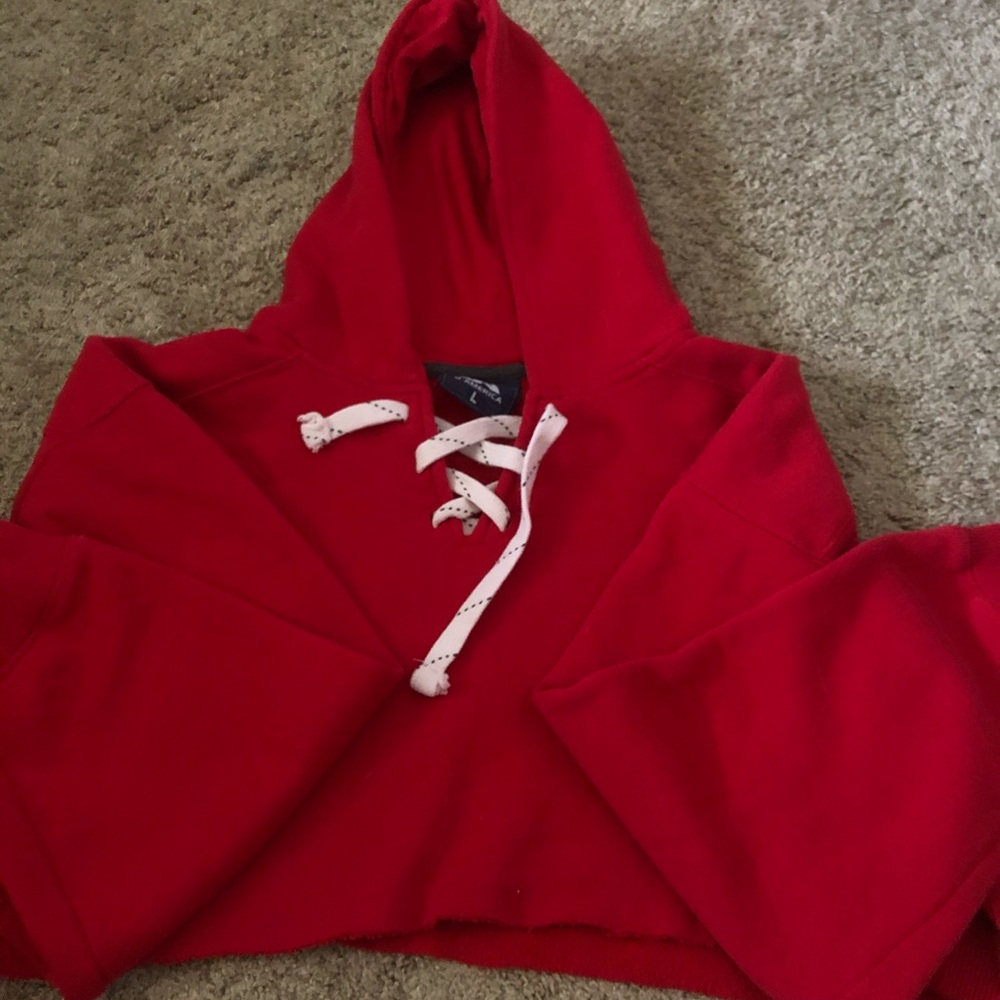 Red cropped Hoodie